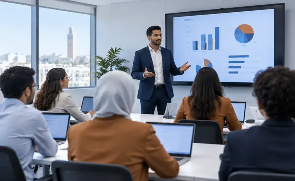 Session de formation IT avec un formateur et des participants