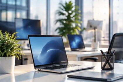 Ordinateurs portables professionnels sur un bureau