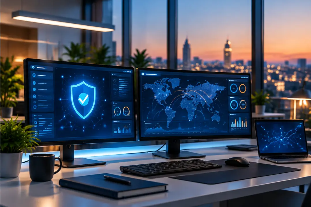 Écrans de supervision de la sécurité informatique